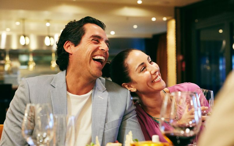 happy couple on honeymoon on Carnival ship