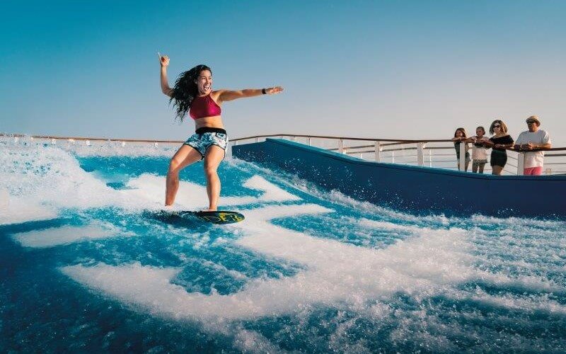 Woman trying out the flowrider