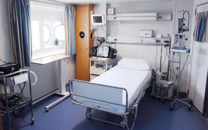 Hospital bed on a cruise ship