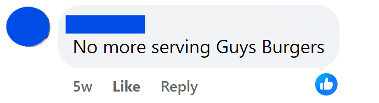 No more serving Guys Burgers