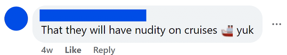 That they will have nudity on cruises