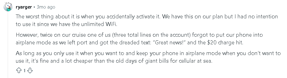 Reddit user review of AT&T package