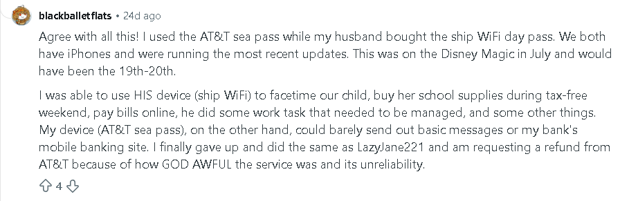 Reddit user review of AT&T package