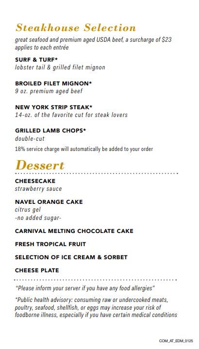 Main Dining Room Desserts Carnival