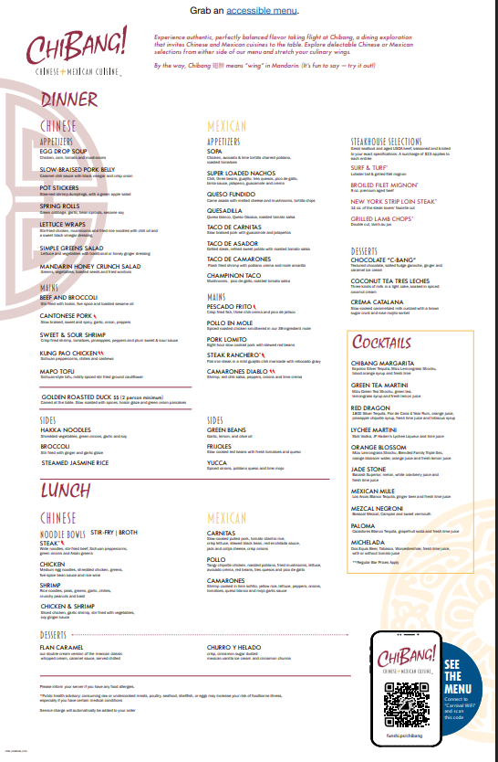 Chiband menu Carnival