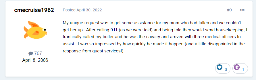 I frantically called my butler and he was the cavalry and arrived with three medical officers to assist.