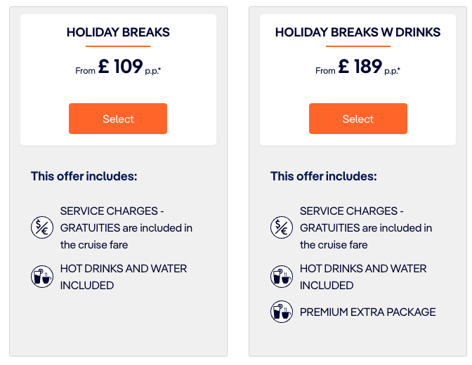 MSC cruise price with and without drinks