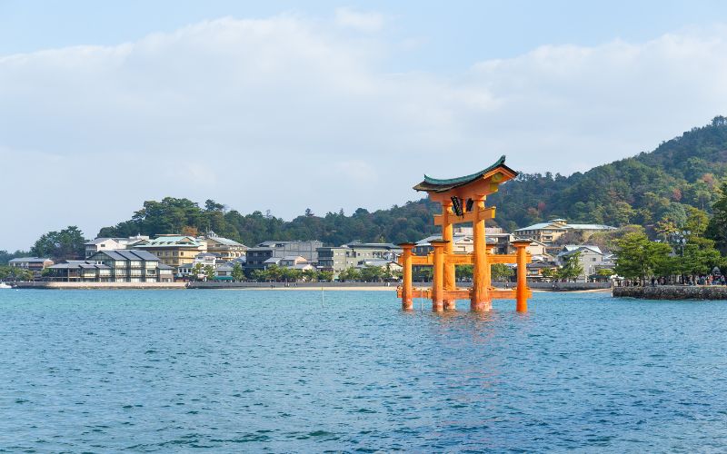 Japanese torri in the middle of the ocean