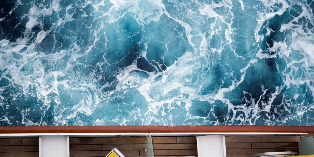 view of sea from the edge of a cruise ship