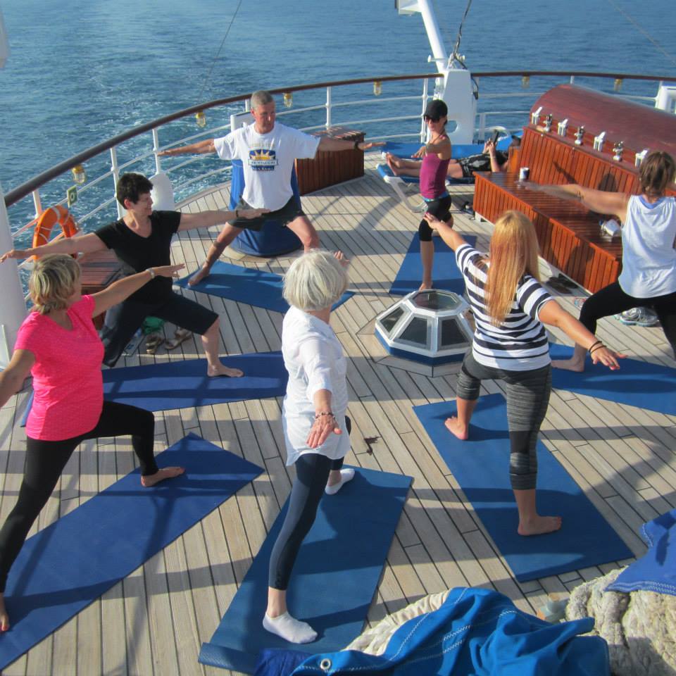 Yoga classes on deck of Star Clippers ship