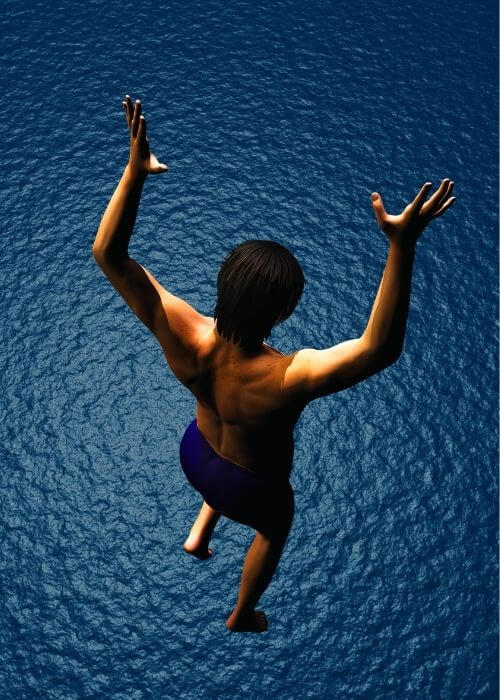 Man jumping into sea