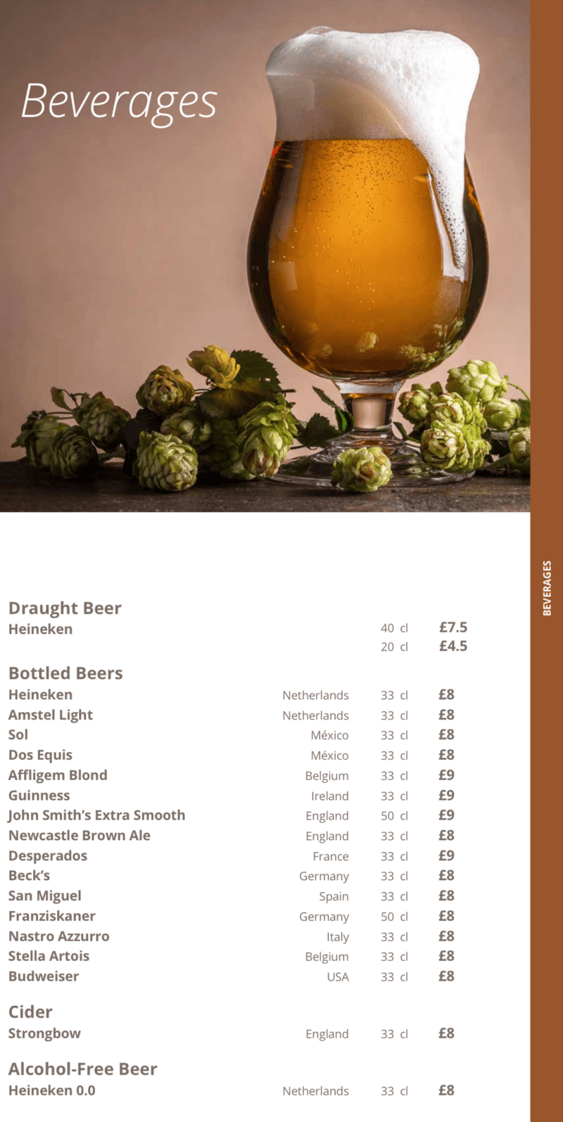 carnival cruise beer menu
