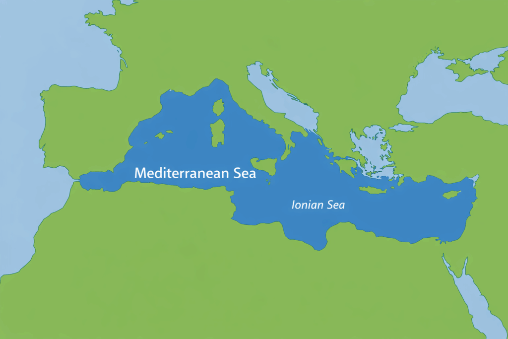 Map showing the Mediterranean Sea