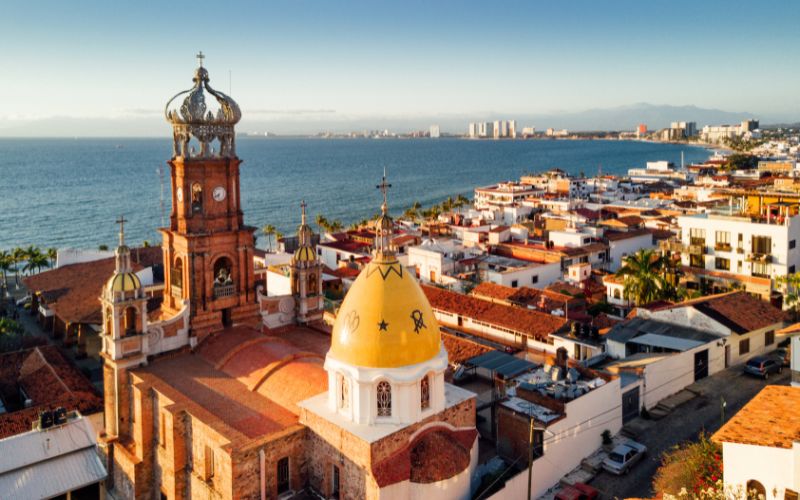 Mexico sea beside a beautiful town