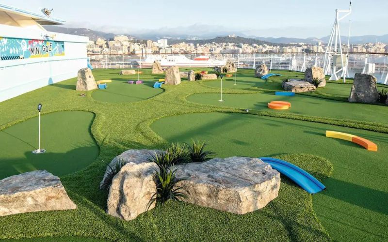 mini golf on the top deck