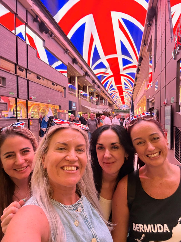 Boarding MSC Virtuosa with the Union Jack ceiling