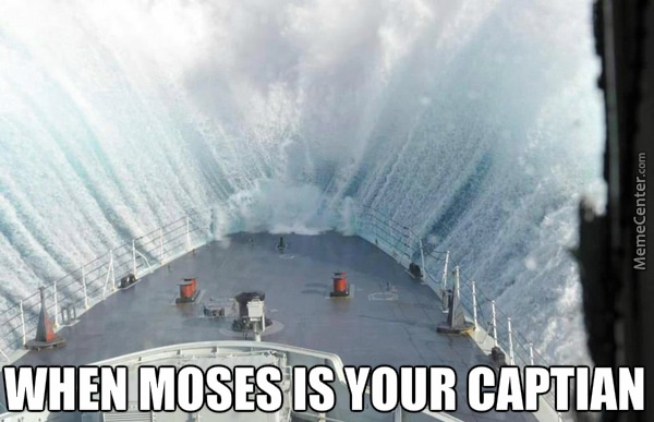 parting the seas cruise ship meme