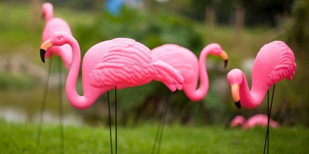 pink plastic flamingos