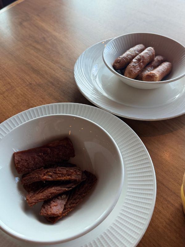 vegan bacon and sausages