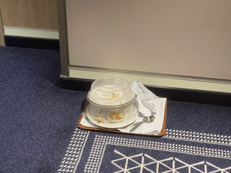 room service tray on floor