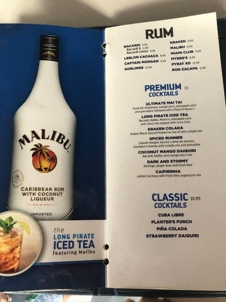 royal caribbean rum cocktail menu