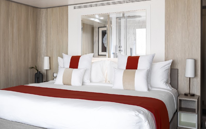 Pillows on bed on Celebrity Cruises ship
