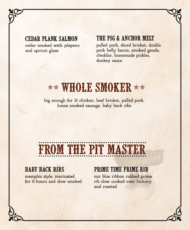 smokehouse menu