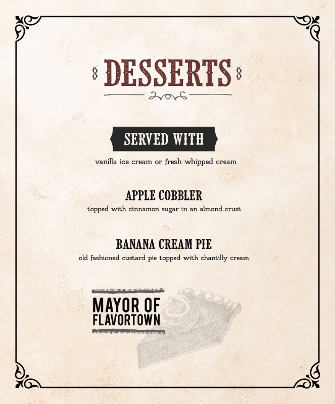 smokehouse dessert menu