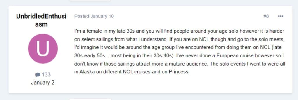 “If you are on NCL though and go to the solo meets, I'd imagine it would be around the age group I've encountered from doing them on NCL (late 30s-early 50s....most being in their 30s-40s)”