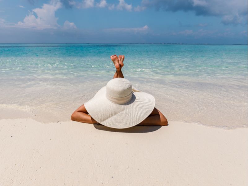 sunbathing on beach