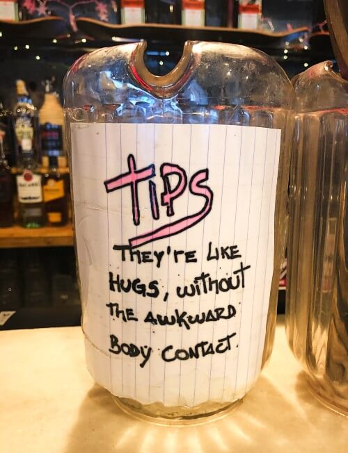 tip jar in a bar