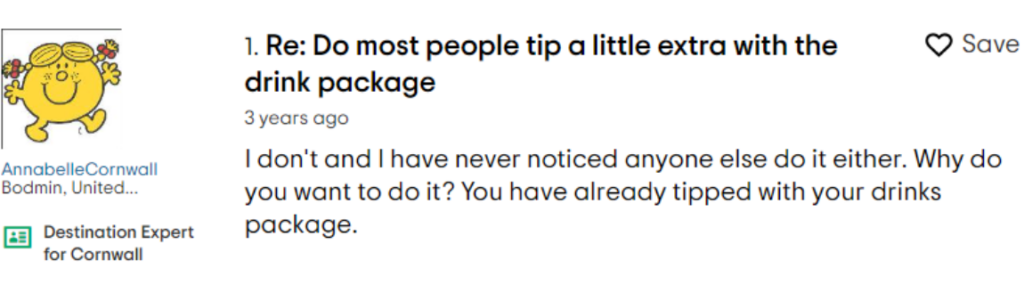 Bartender tip