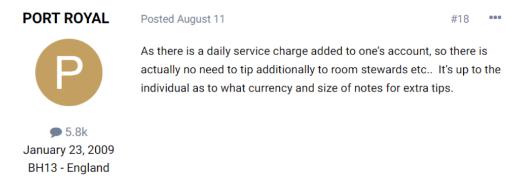 Room service tip