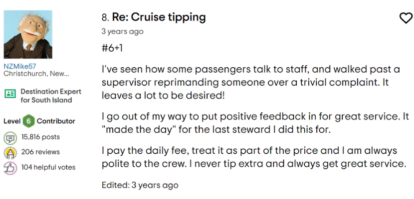 Room steward tip