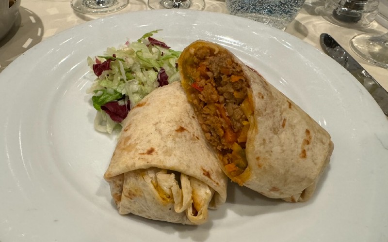 vegan burritoon MSC Cruises