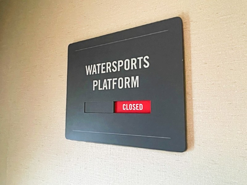watersports platform closed sign
