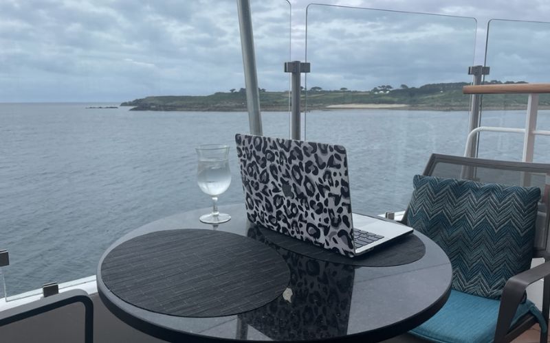 A laptop connected to the wifi onboard