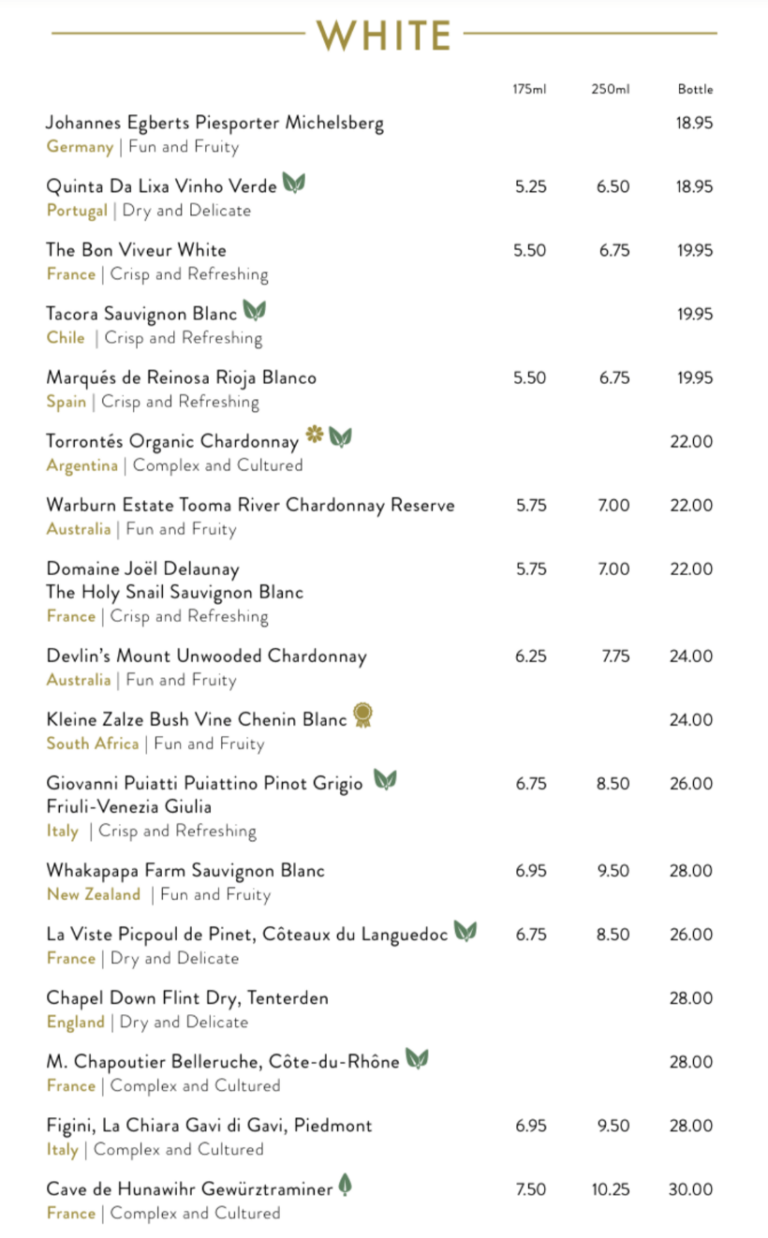 P&O Cruises Drinks Menus & Prices