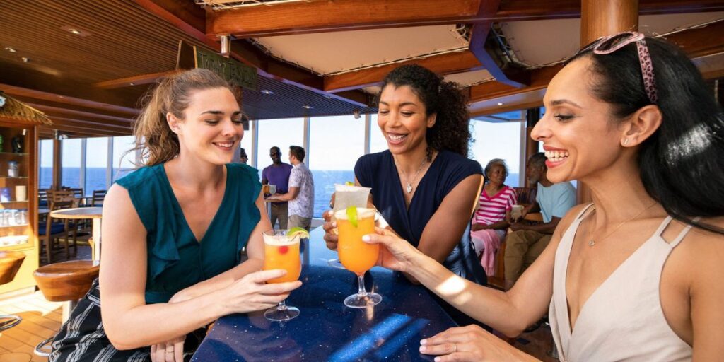woman having drinks at Carnival Cruise's Blue Iguana Tequila Bar
