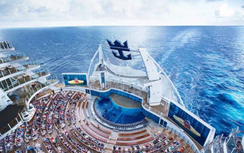 People watching a performer at Wonder of the Seas AquaTheater