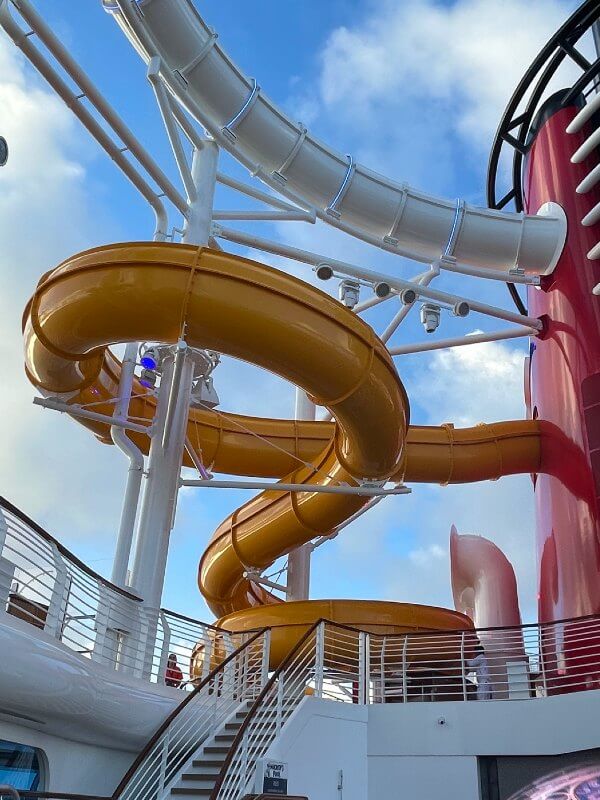 Yellow slide on Disney Wish